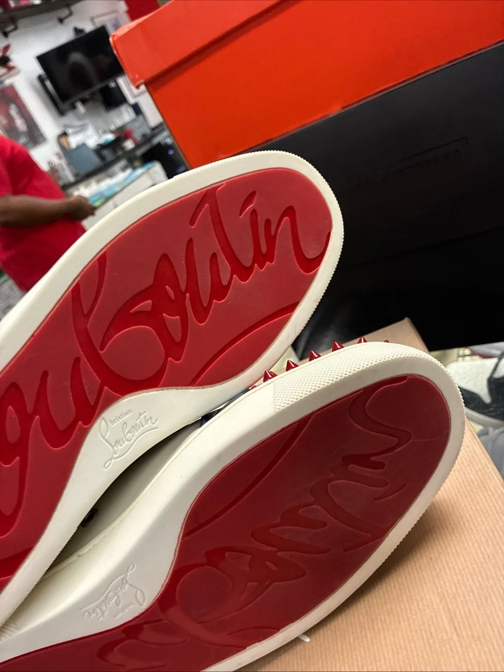 Men’s Christian Louboutin Spiked Sneakers Used Sz 10 Eur 44 With OG Box 📦